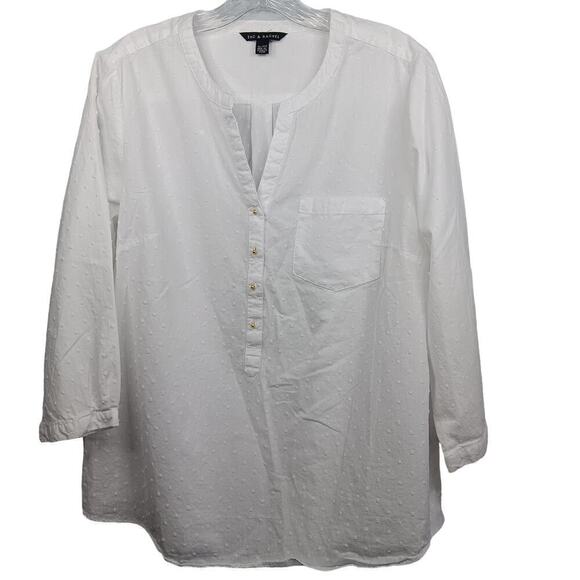 EUC Zac & Rachel White Swiss Dot Blouse 3/4 Sleeves Size XL - Picture 1 of 6